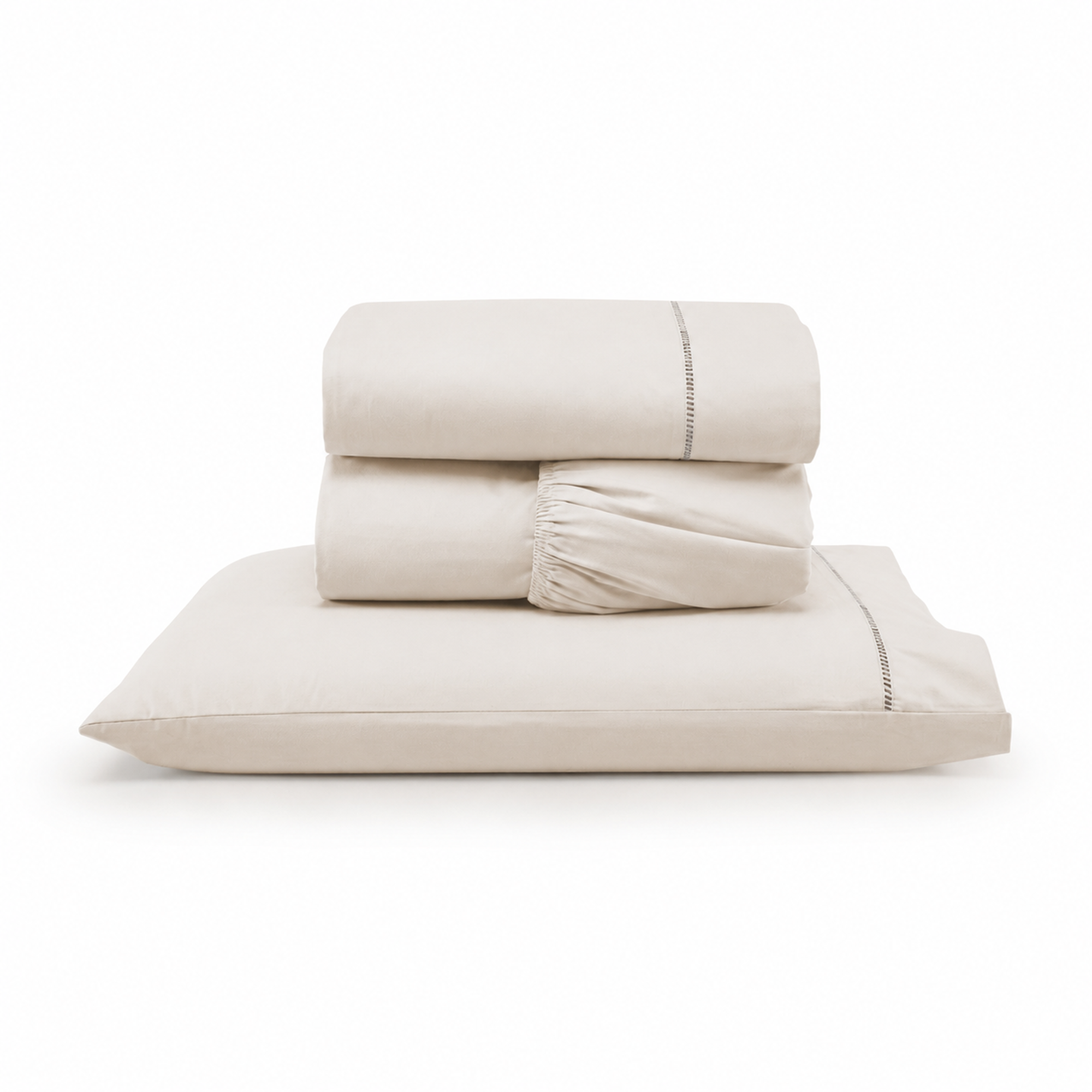 Jogo de Lençol Solteiro 3 Peças 300 Fios Micropercal Ponto Palito Palha