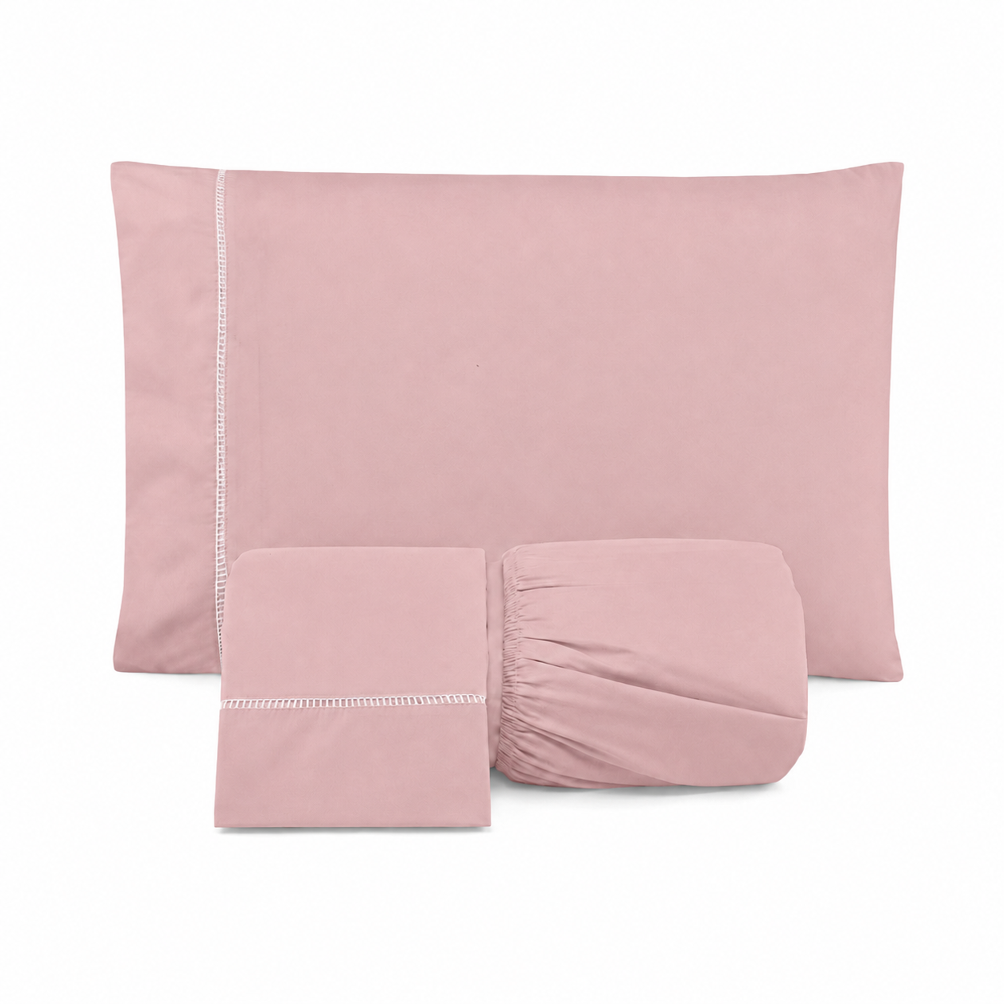 Jogo de Lençol Queen 3 Peças 300 Fios Micropercal Ponto Palito Rose