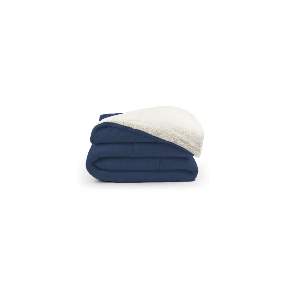 Coberdrom Soft King Dupla Face Sherpa Carneiro 230 x 280 cm Azul Marinho