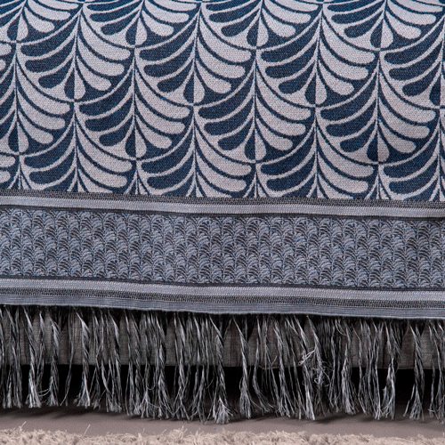Manta para Sofá Luxor Jacquard com Franja 2,10 x 1,35 m Azul Palmeira