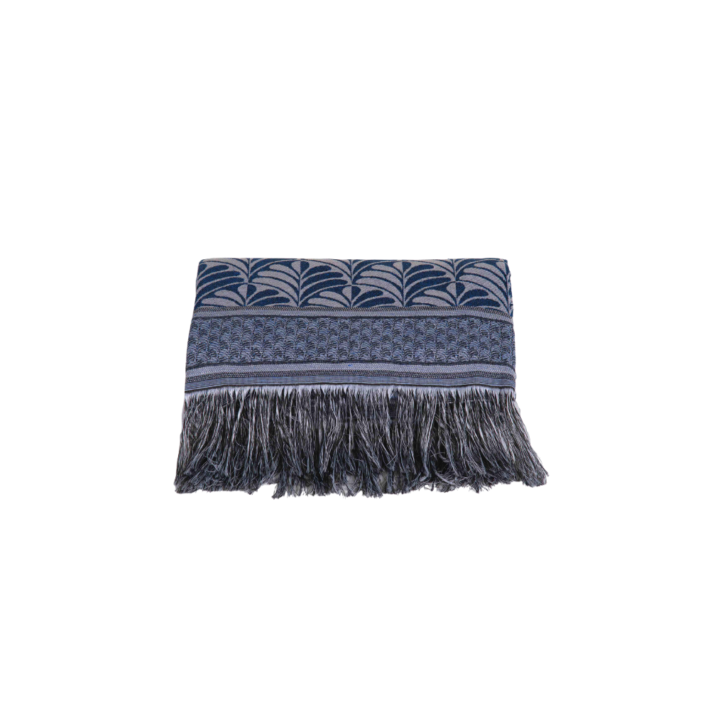 Manta para Sofá Luxor Jacquard com Franja 2,10 x 1,35 m Azul Palmeira