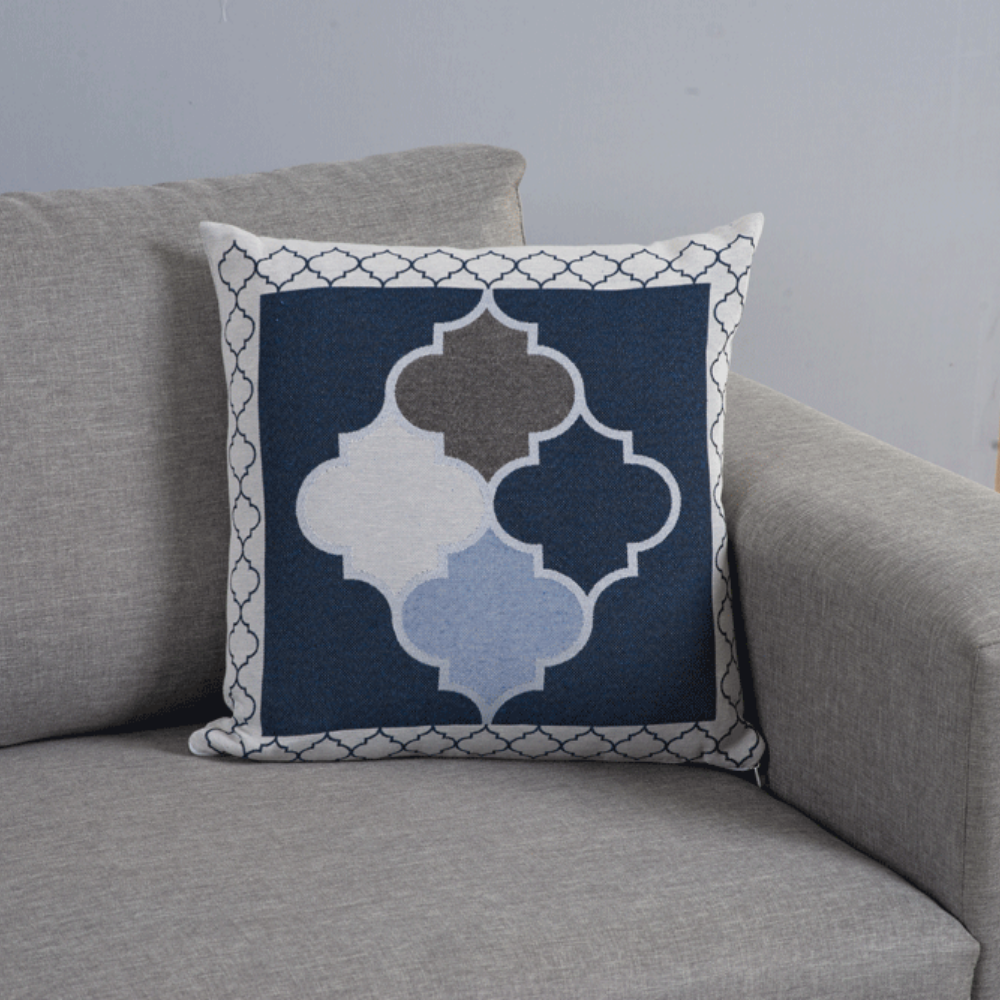 Capa para Almofada Grécia Jacquard 45 x 45 cm com Zíper 1 un Azul
