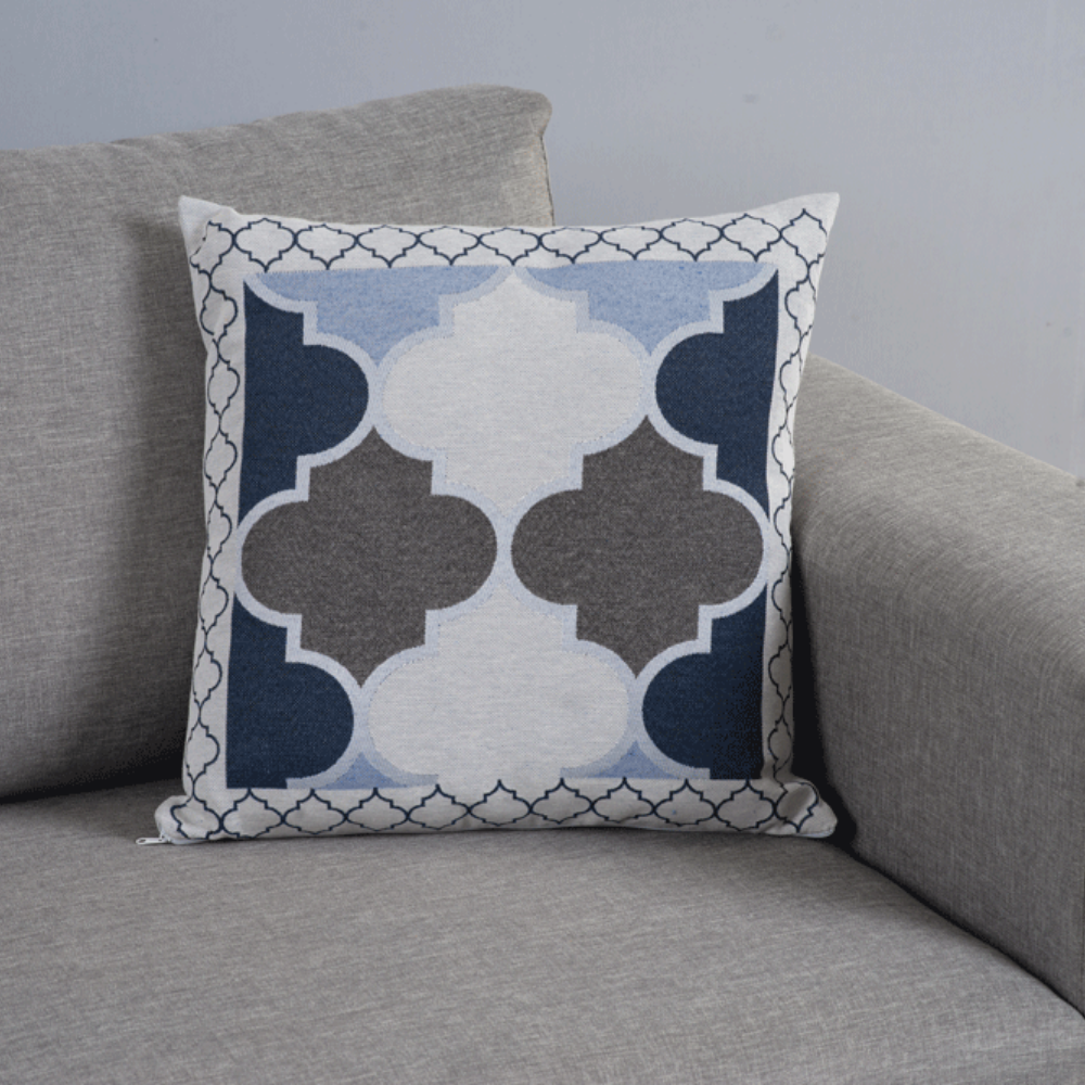 Capa para Almofada Grécia Jacquard 45 x 45 cm com Zíper 1 un Azul
