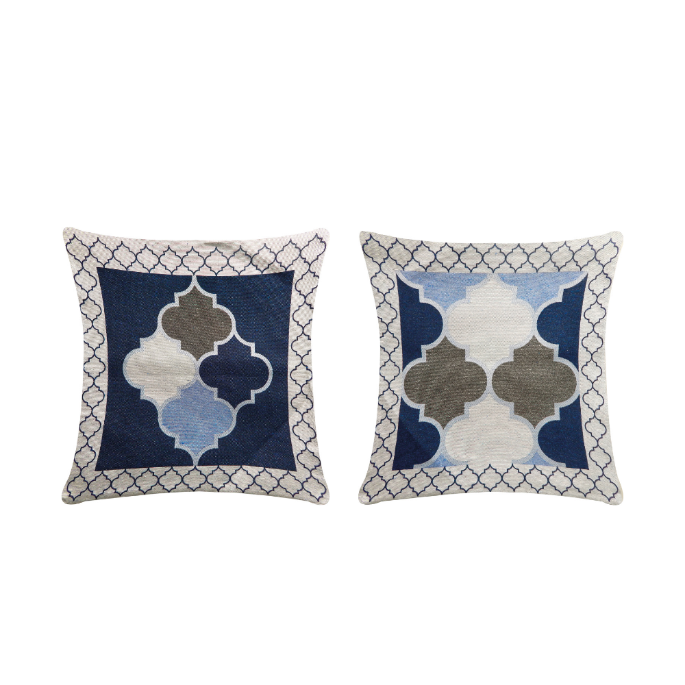 Capa para Almofada Grécia Jacquard 45 x 45 cm com Zíper 1 un Azul