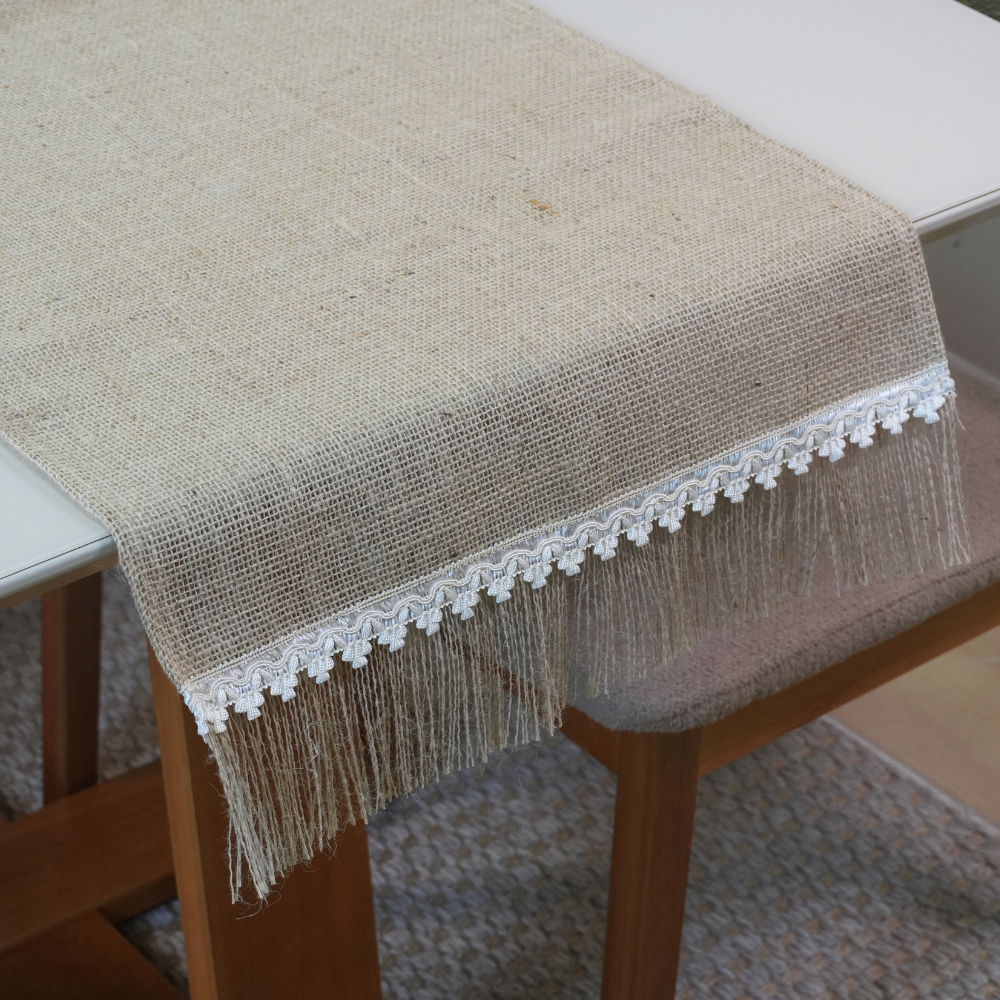 Caminho de Mesa Decorê Juta e Malva Bege 46 x 130 cm