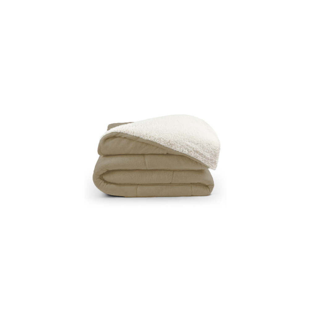 Coberdrom Soft Queen Dupla Face Sherpa Carneiro 230 x 250 cm Bege