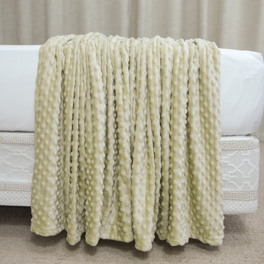 Manta Cobertor Delicatta Fleece Bolinha 220 x 240 cm Bege
