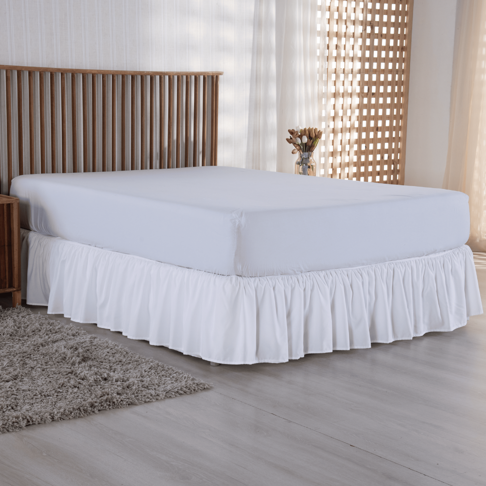 Saia para Cama Box Queen Elegance Micropercal 300 Fios com Elástico Branco