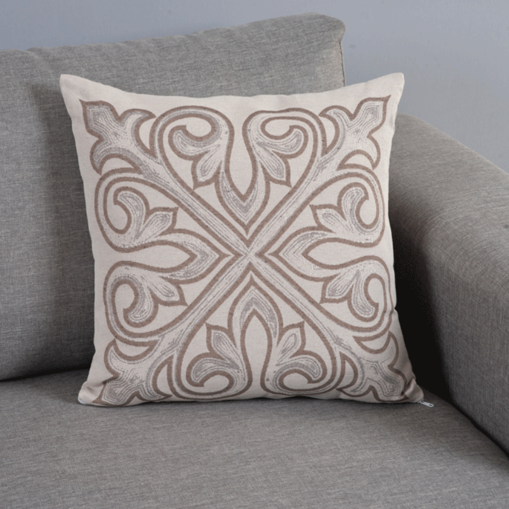 Capa para Almofada Grécia Jacquard 45 x 45 cm com Zíper 1 un Caqui