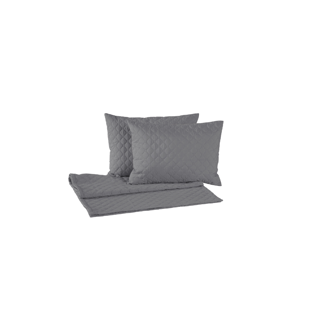 Kit Peseira Queen 5 Peças Microfibra Matelassê com Almofada Cheia Cinza