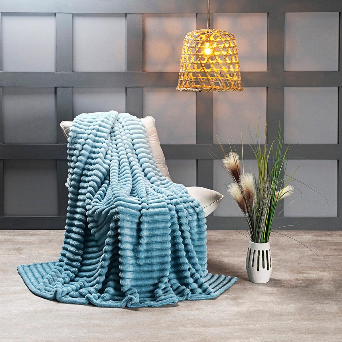 Cobertor Ultrasoft Fluffy Queen Microfibra Flannel 320g/m² Aqua