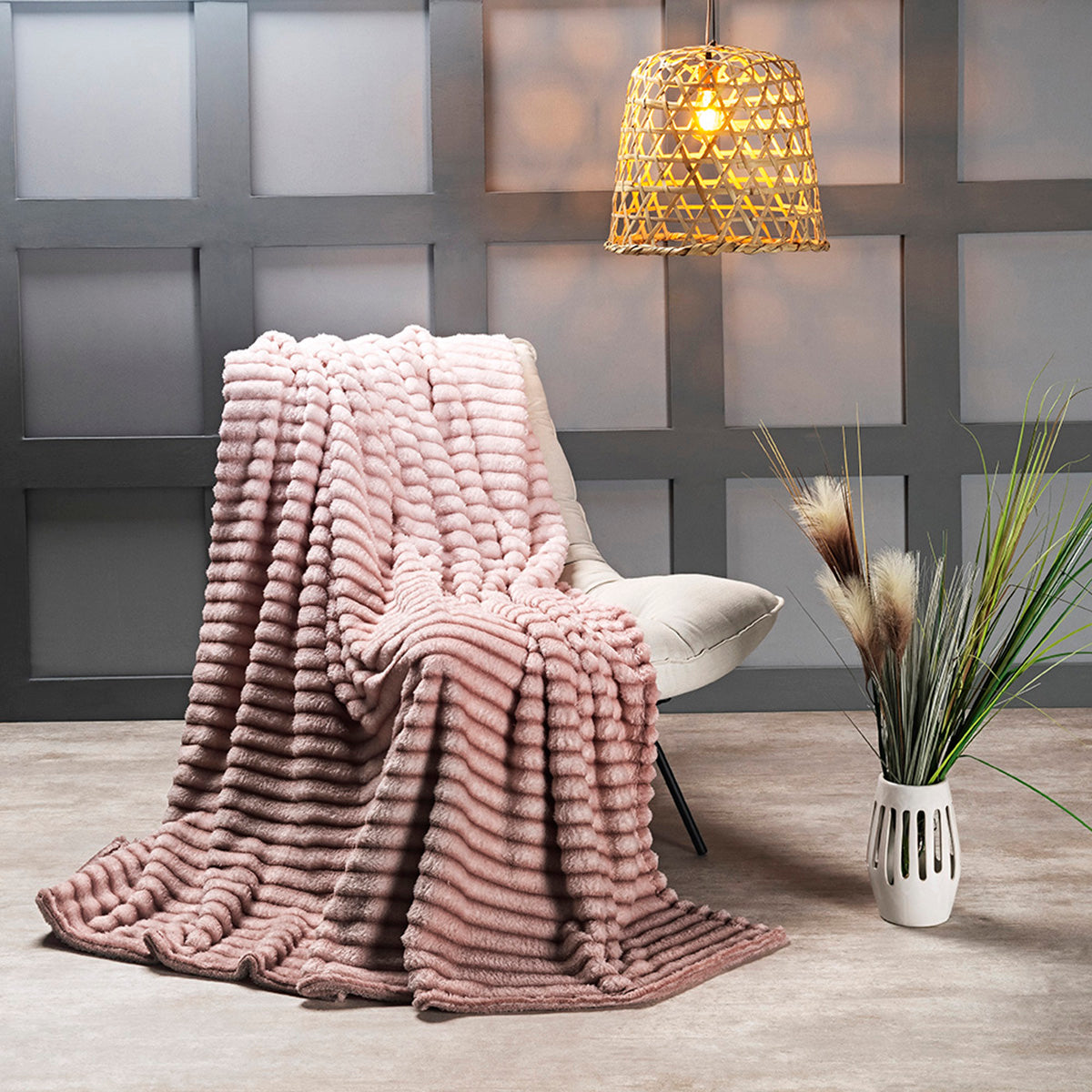 Cobertor Ultrasoft Fluffy Queen Microfibra Flannel 320g/m² Rosa
