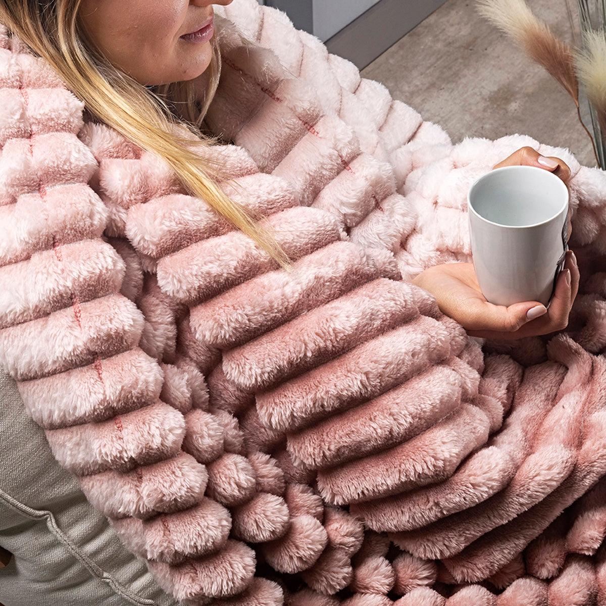 Cobertor Ultrasoft Fluffy Queen Microfibra Flannel 320g/m² Rosa