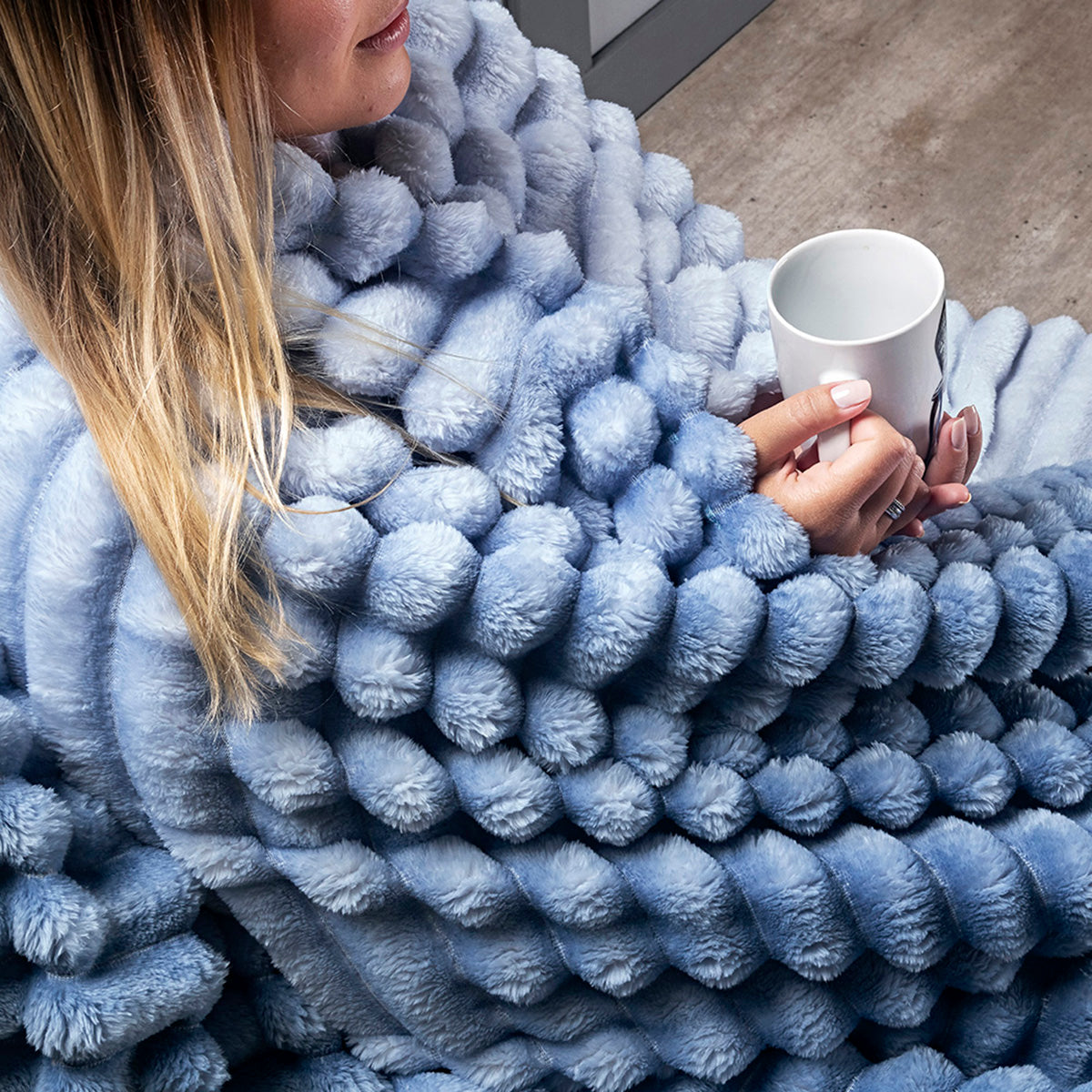 Cobertor Ultrasoft Fluffy Queen Microfibra Flannel 320g/m² Sky