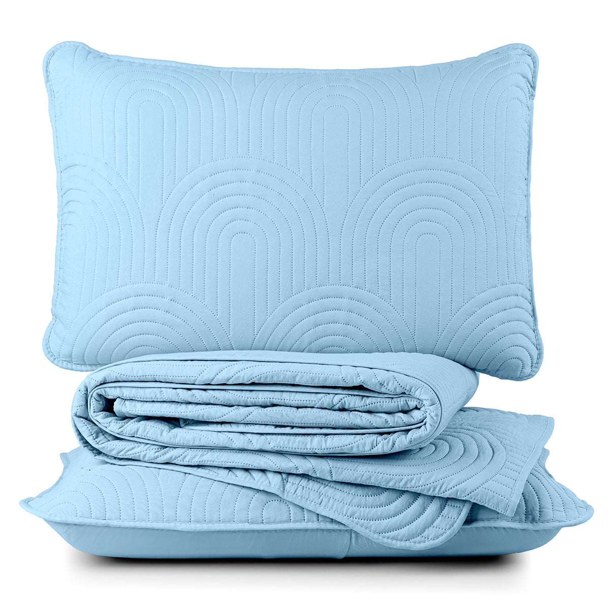 Cobre Leito Arcos King 3 Peças Micropercal 200 Fios Matelado Azul