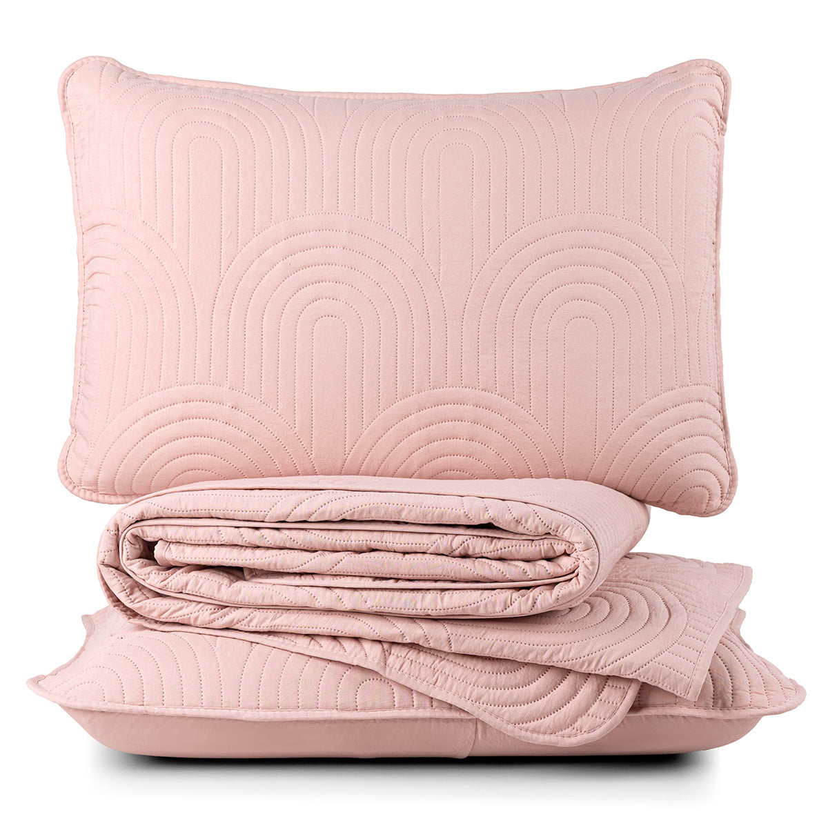 Cobre Leito Arcos King 3 Peças Micropercal 200 Fios Matelado Rosa
