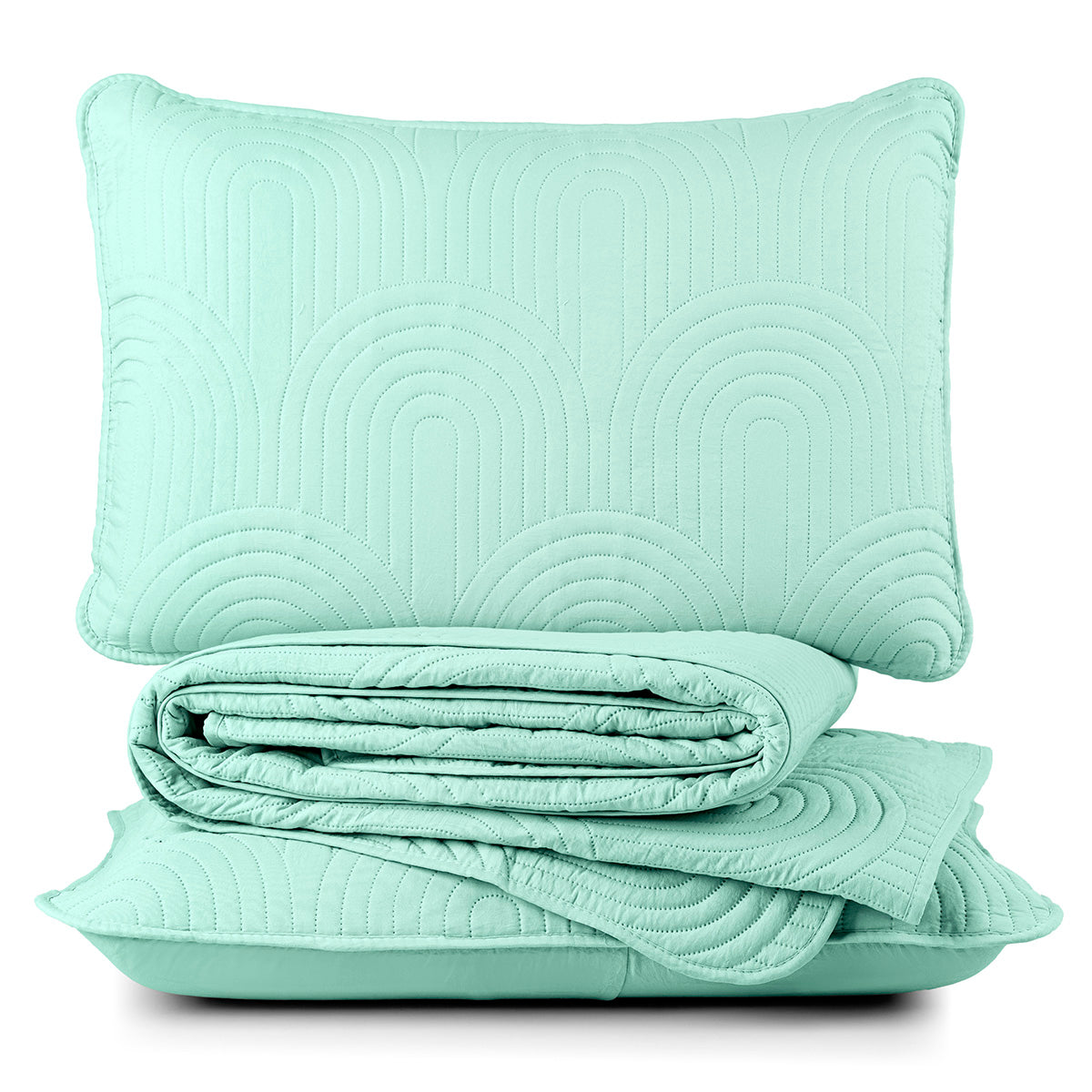 Cobre Leito Arcos King 3 Peças Micropercal 200 Fios Matelado Verde