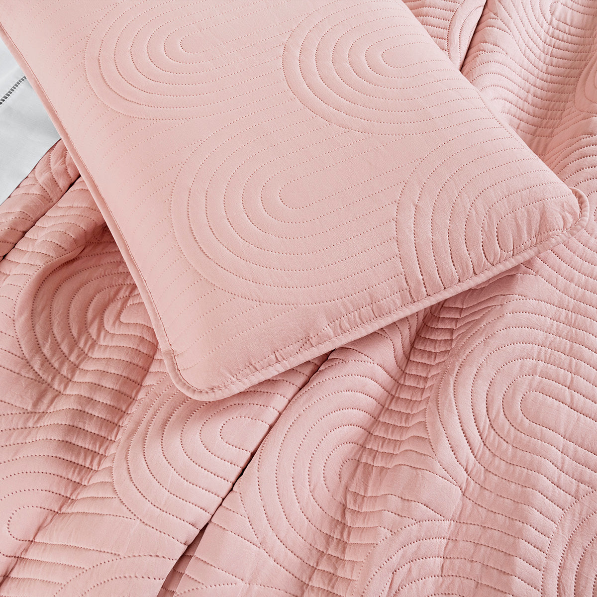 Cobre Leito Arcos King 3 Peças Micropercal 200 Fios Matelado Rosa