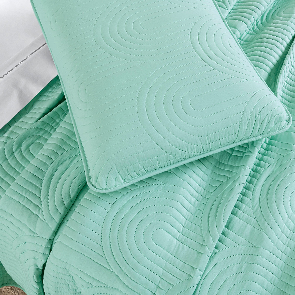 Cobre Leito Arcos King 3 Peças Micropercal 200 Fios Matelado Verde