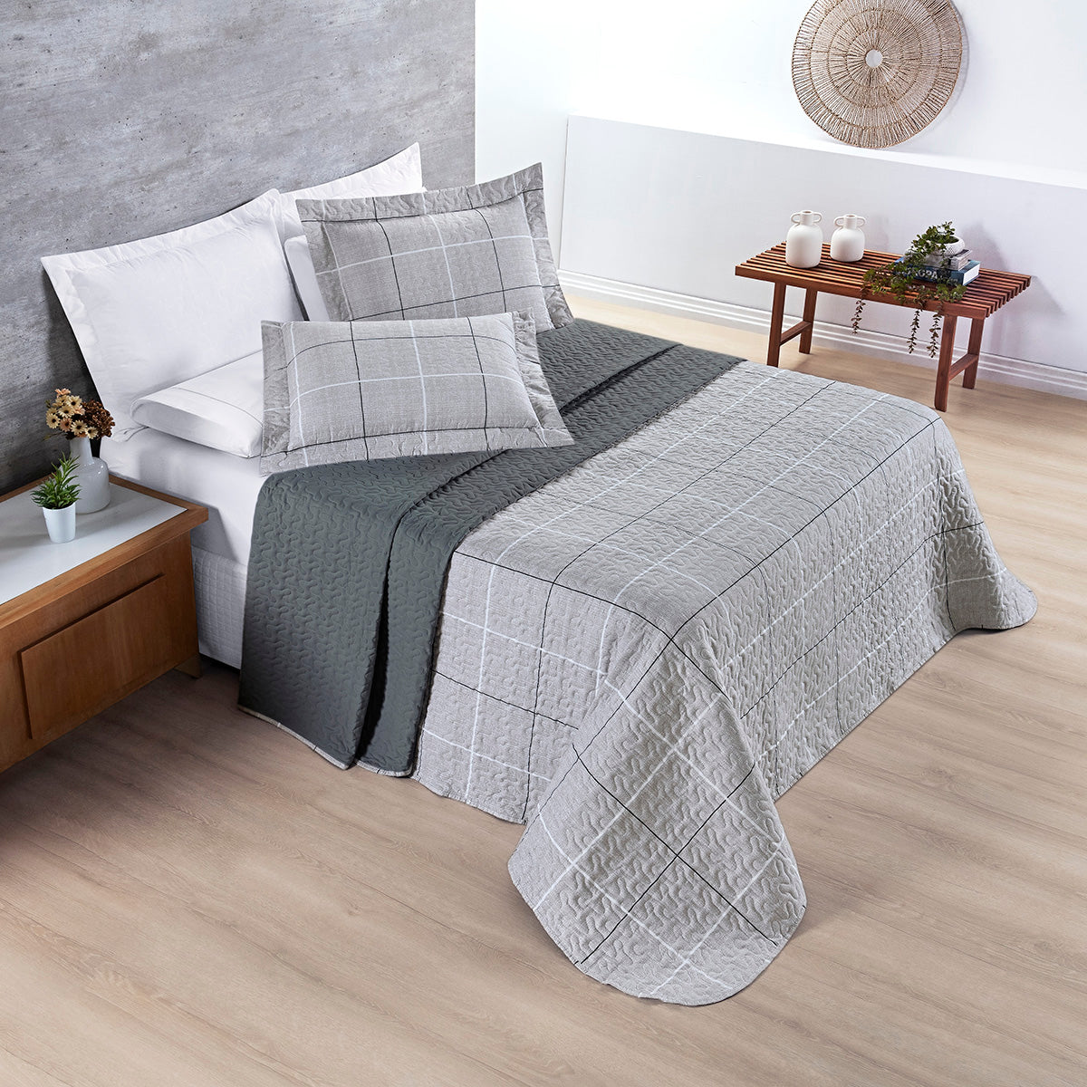 Cobre Leito King Avere Micropercal 200 Fios Estampado 3 Peças Dallas