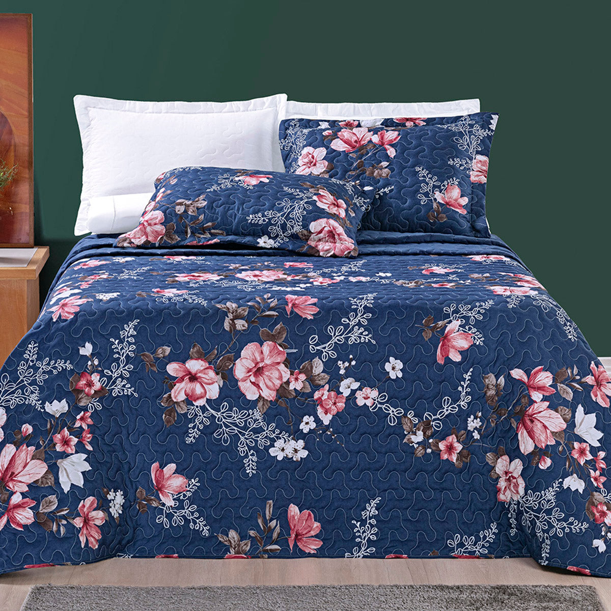Cobre Leito King Avere Micropercal 200 Fios Estampado 3 Peças Encantada