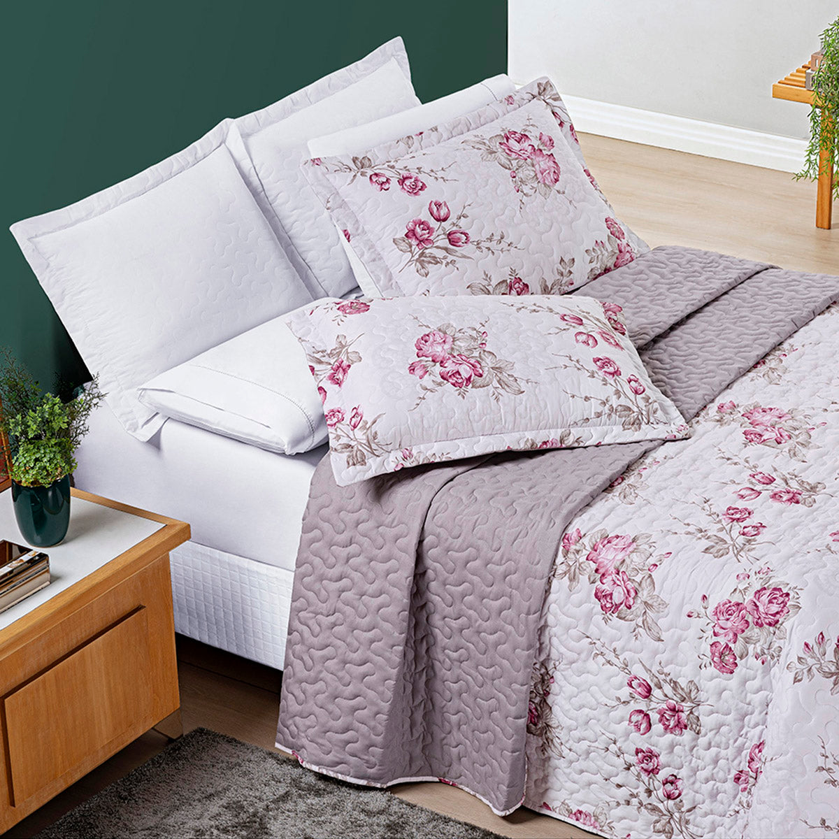 Cobre Leito King Avere Micropercal 200 Fios Estampado 3 Peças Lilac