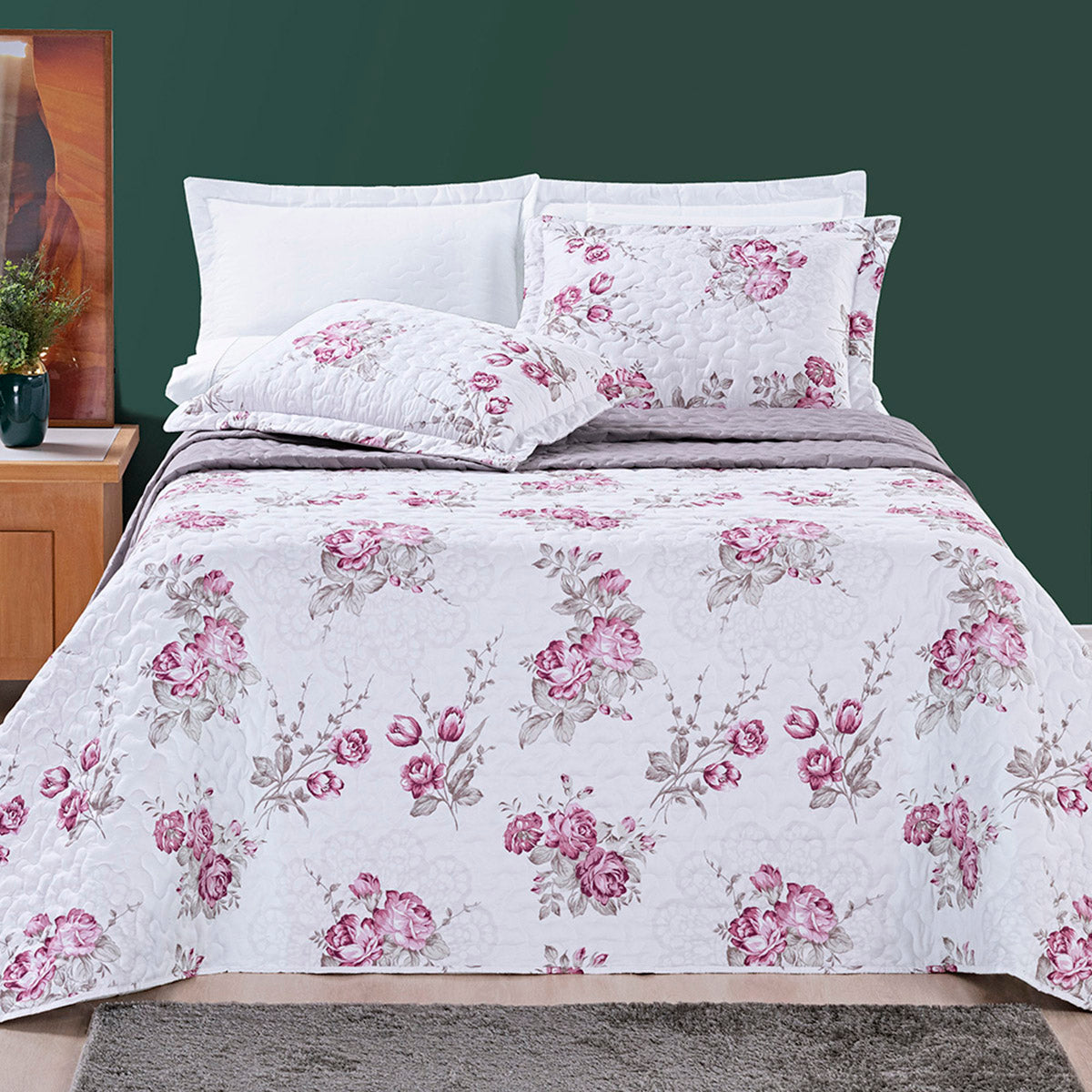 Cobre Leito King Avere Micropercal 200 Fios Estampado 3 Peças Lilac
