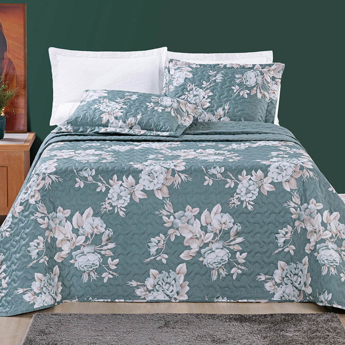 Cobre Leito King Avere Micropercal 200 Fios Estampado 3 Peças Primavera