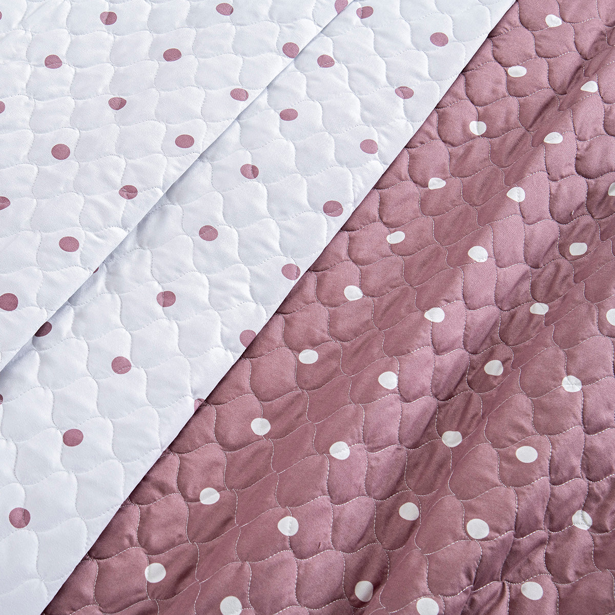 Cobre-Leito Solteiro Petit Poá Dupla Face Matelassê Micropercal 200 Fios 2 Peças Rose