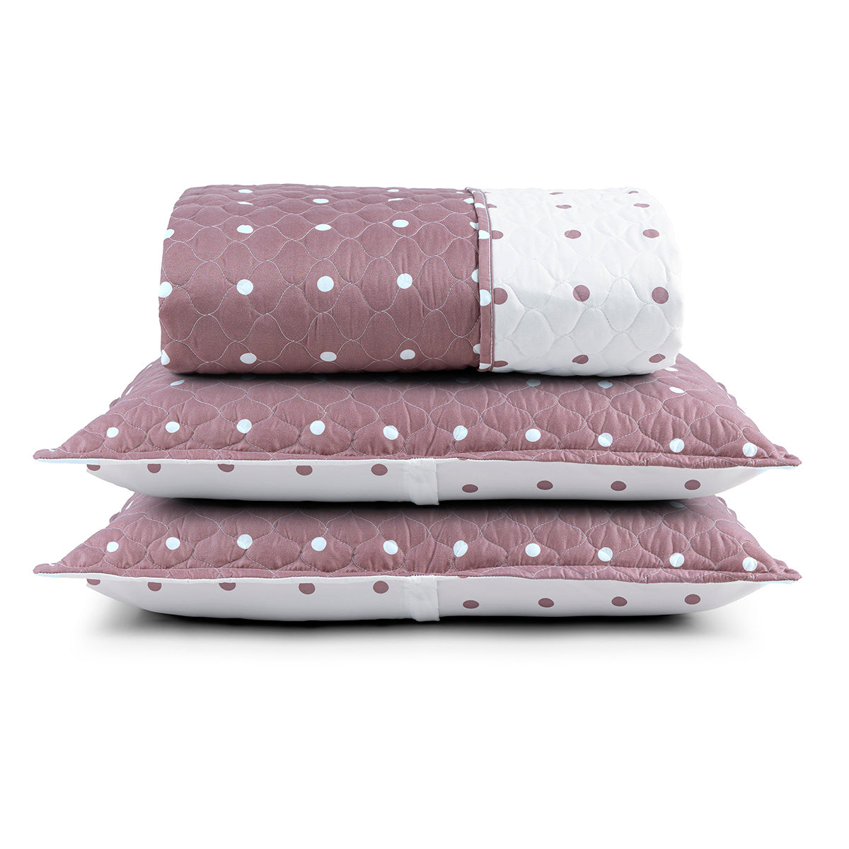 Cobre-Leito King Petit Poá Dupla Face Matelassê Micropercal 200 Fios 3 Peças Rose
