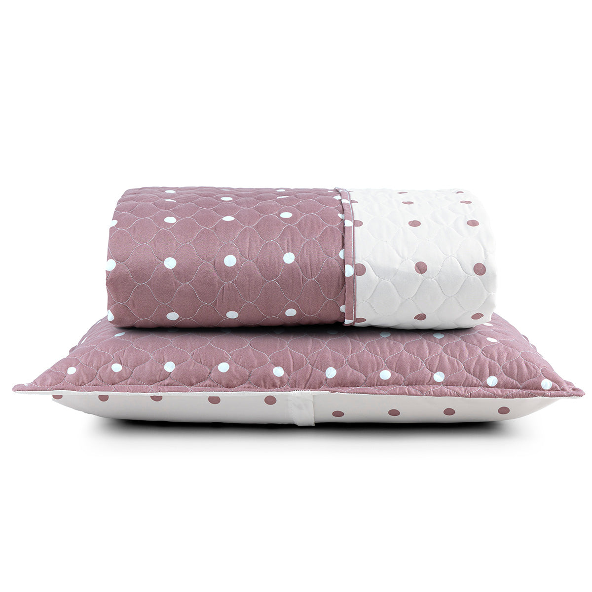 Cobre-Leito Solteiro Petit Poá Dupla Face Matelassê Micropercal 200 Fios 2 Peças Rose