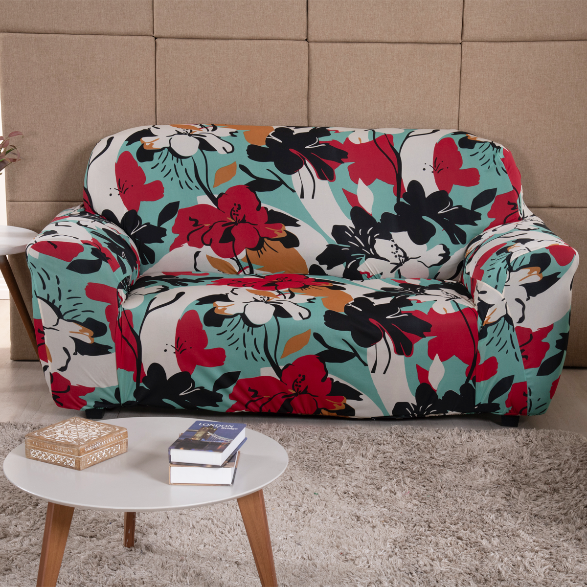 Capa para Sofá Coladinha com Elástico em Volta Florata Abstrata
