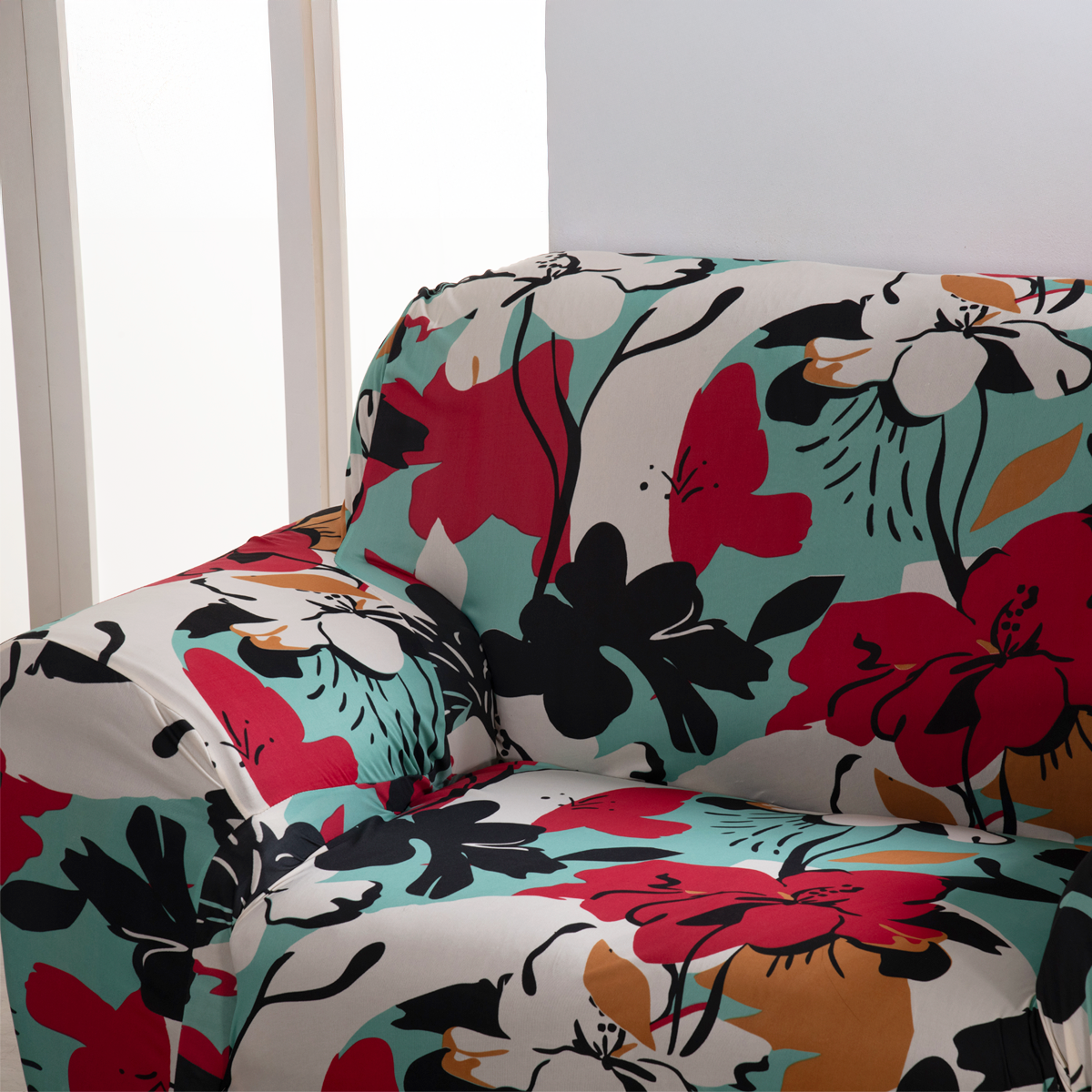 Capa para Sofá Coladinha com Elástico em Volta Florata Abstrata