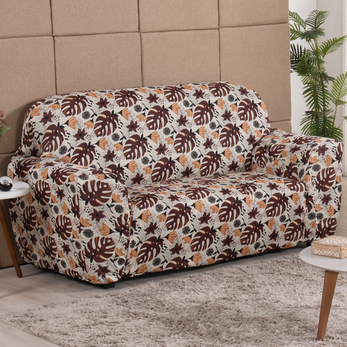 Capa para Sofá Coladinha com Elástico em Volta Folhas da Selva