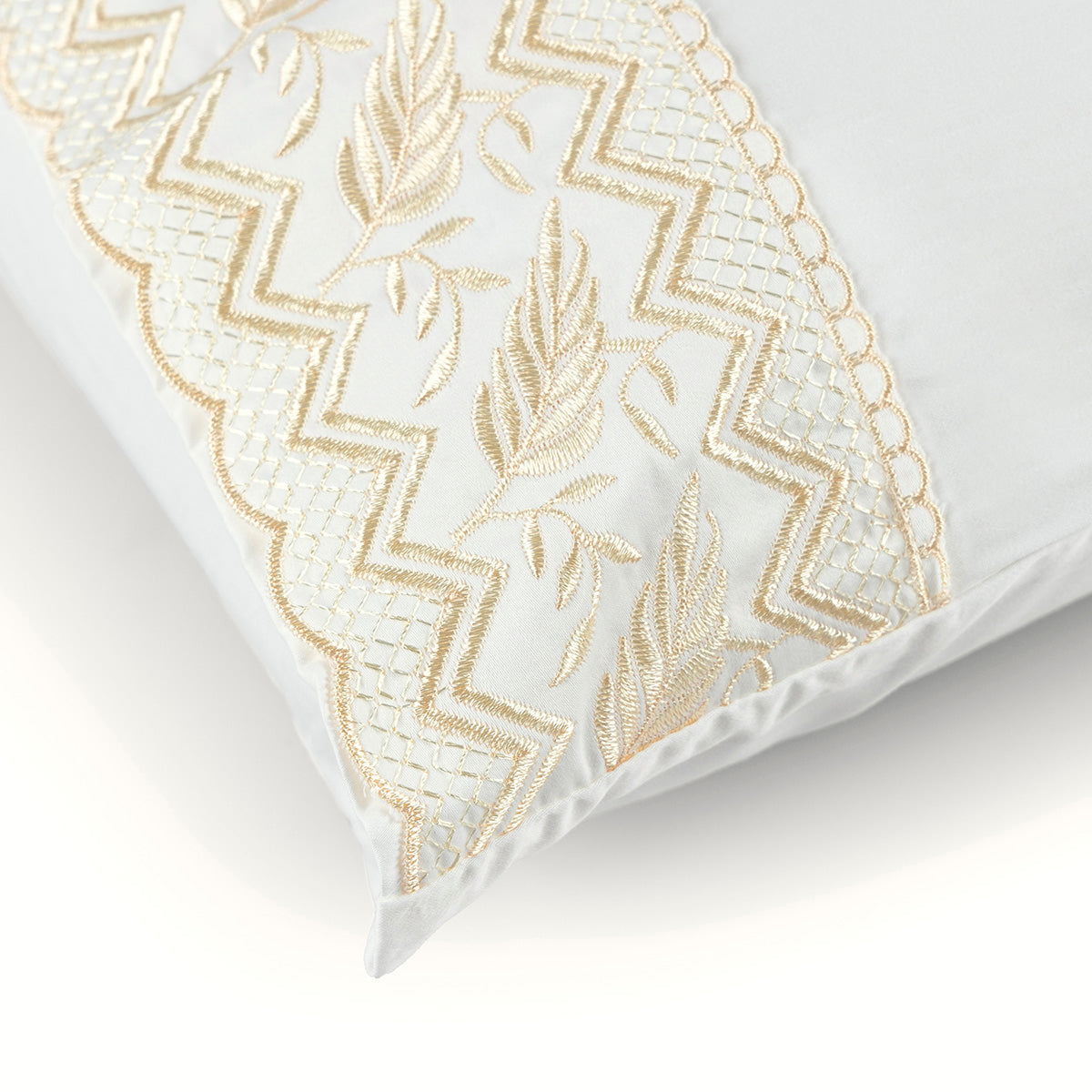 Jogo de Lençol King Supreme Percal 400 Fios 100% Algodão com Laise Bordada 4 Peças Off-White