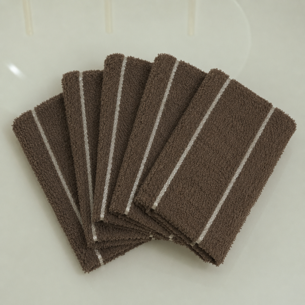 Kit 5 Panos de Copa Felpudo Bonjour 100% Algodão 70 x 45 cm Marrom