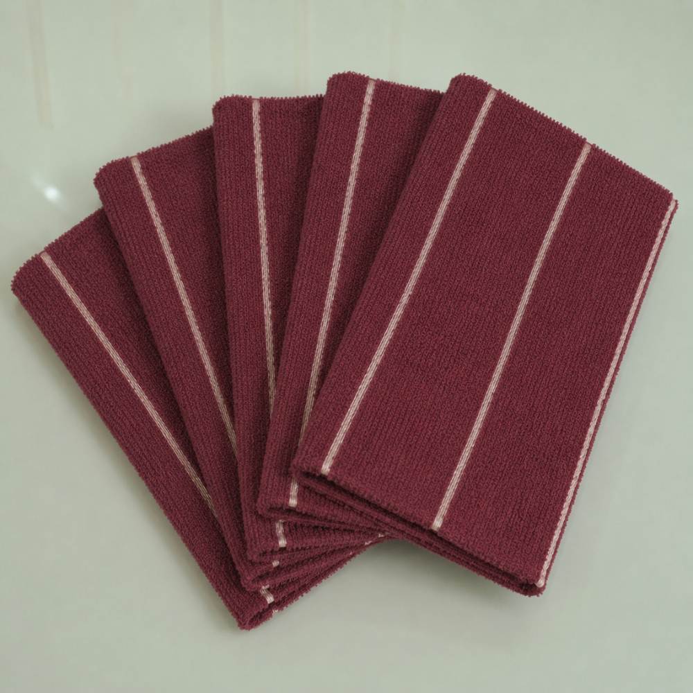 Kit 5 Panos de Copa Felpudo Bonjour 100% Algodão 70 x 45 cm Vermelho
