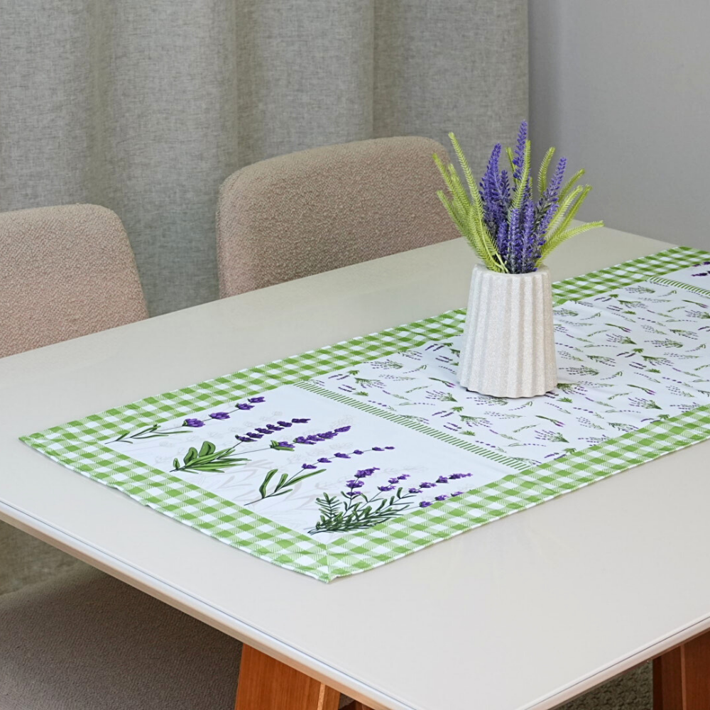 Caminho de Mesa Allegra Microfibra Estampa Digital 43 x 125 cm Lavanda