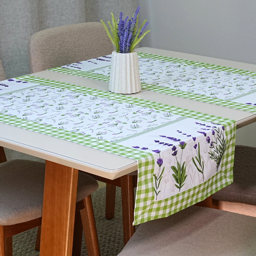 Caminho de Mesa Allegra Microfibra Estampa Digital 43 x 125 cm Lavanda