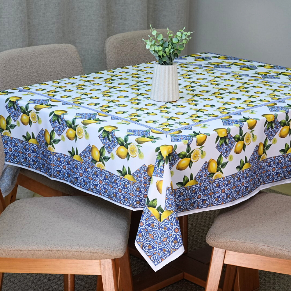 Toalha de Mesa Allegra Microfibra Estampa Digital 8 Lugares 250 x 150 cm Limão