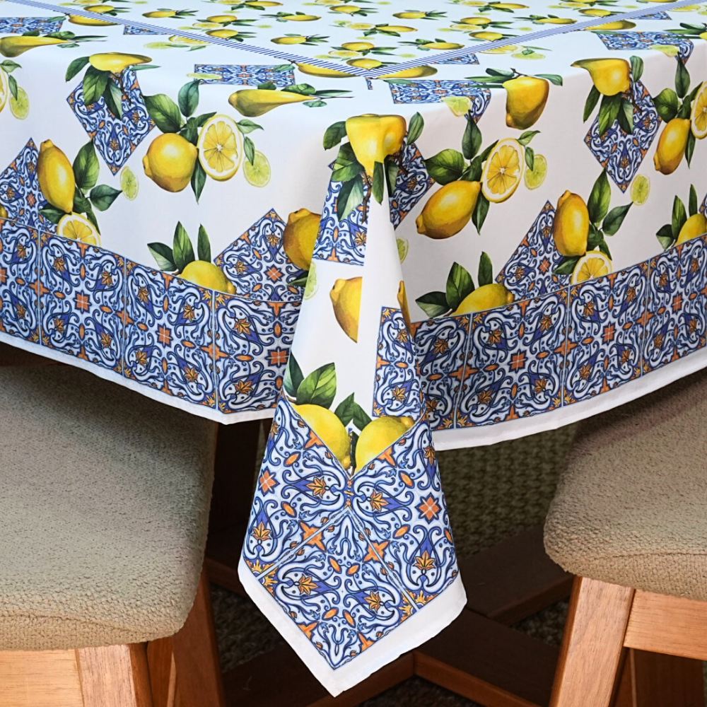 Toalha de Mesa Allegra Microfibra Estampa Digital 8 Lugares 250 x 150 cm Limão