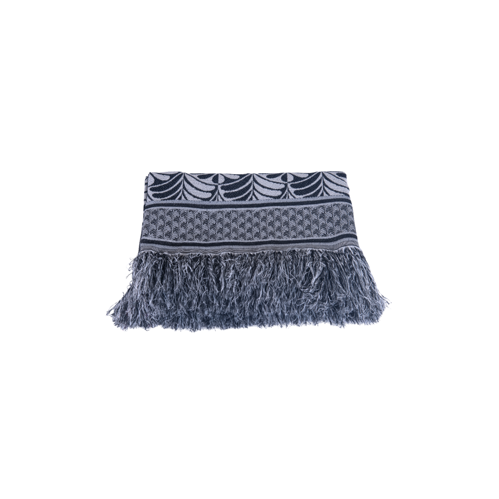 Manta para Sofá Luxor Jacquard com Franja 2,10 x 1,35 m Preto Palmeira