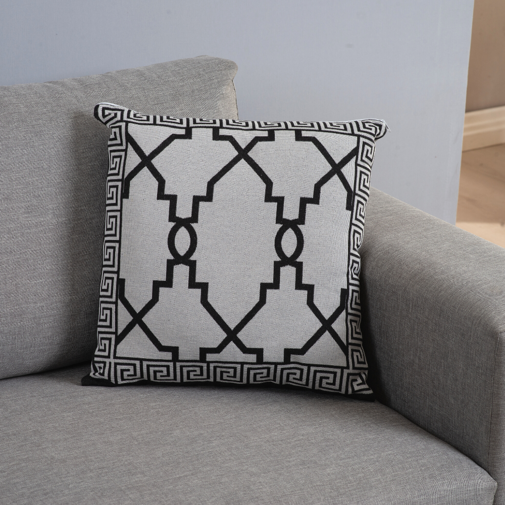 Capa para Almofada Grécia Jacquard 45 x 45 cm com Zíper 1 un Preto