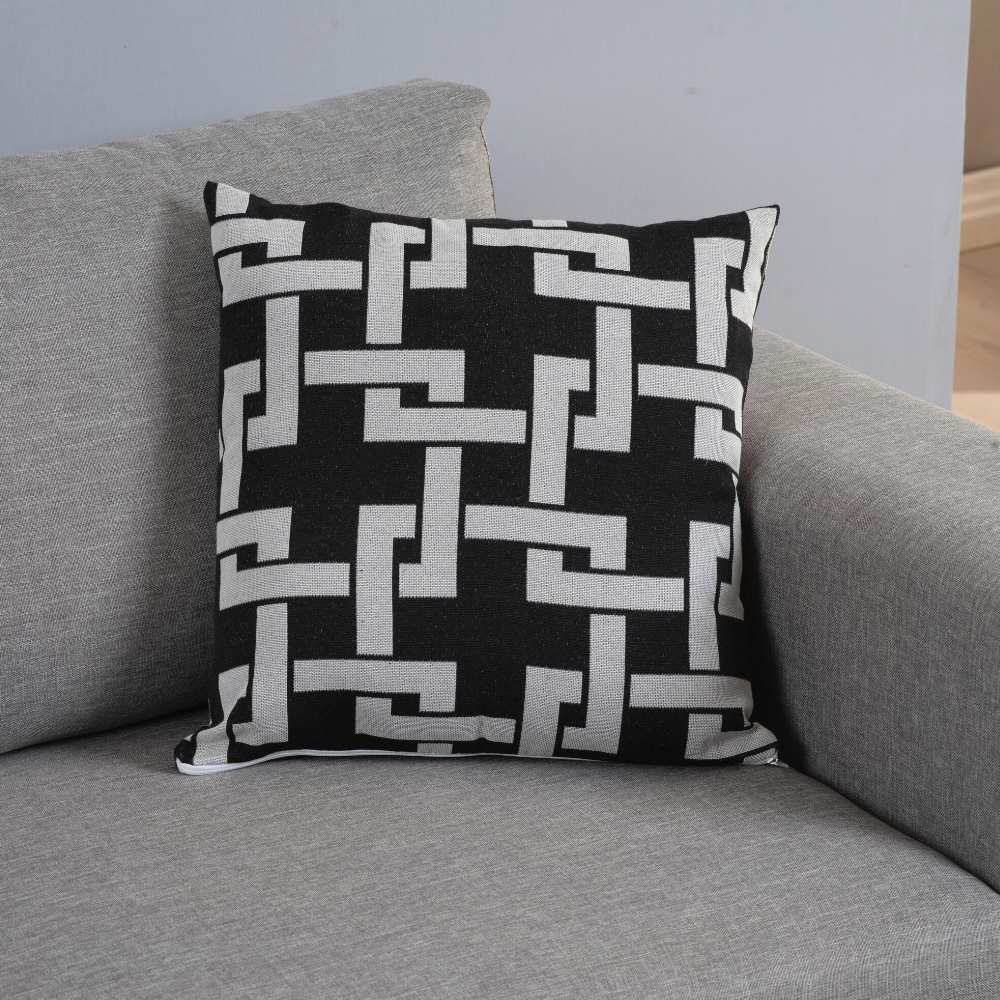 Capa para Almofada Grécia Jacquard 45 x 45 cm com Zíper 1 un Preto