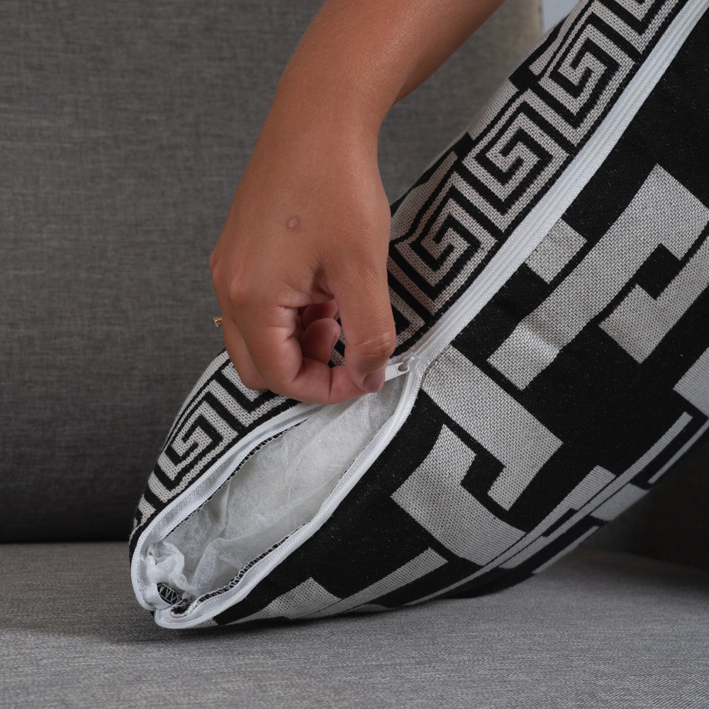 Capa para Almofada Grécia Jacquard 45 x 45 cm com Zíper 1 un Preto