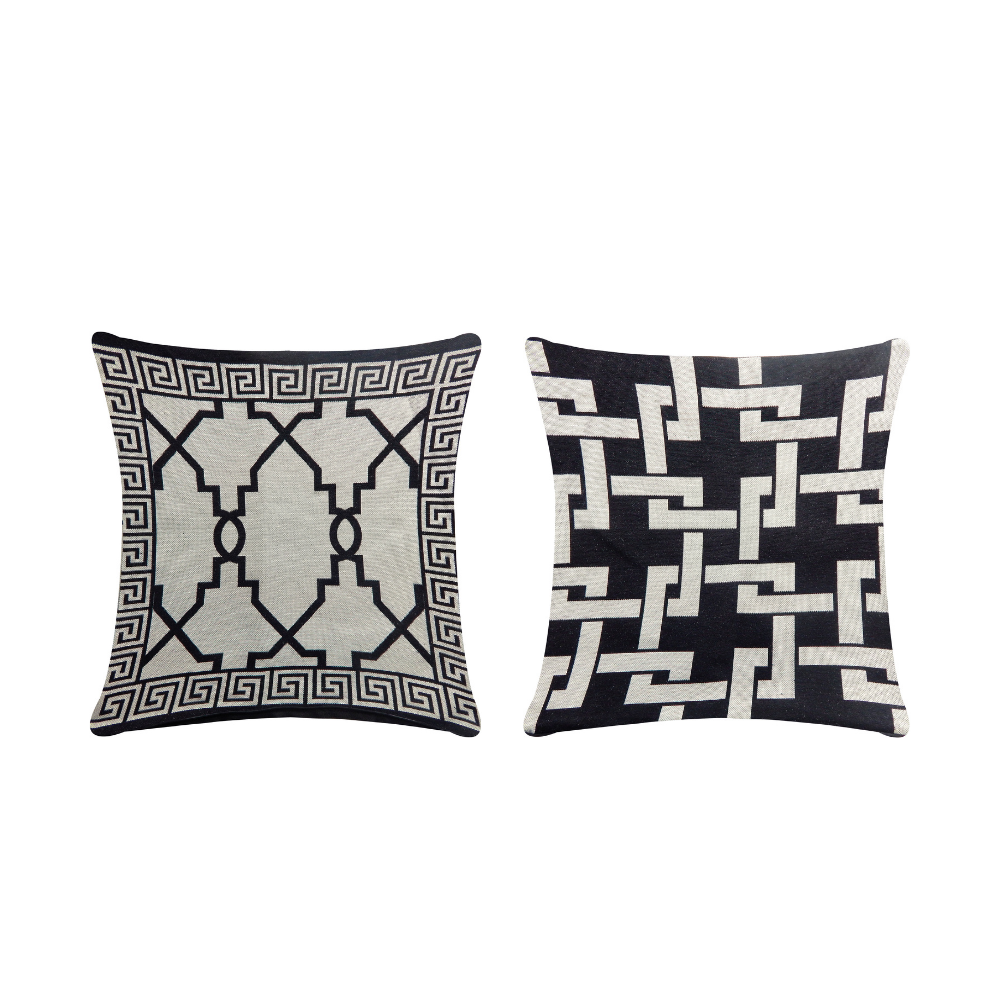 Capa para Almofada Grécia Jacquard 45 x 45 cm com Zíper 1 un Preto
