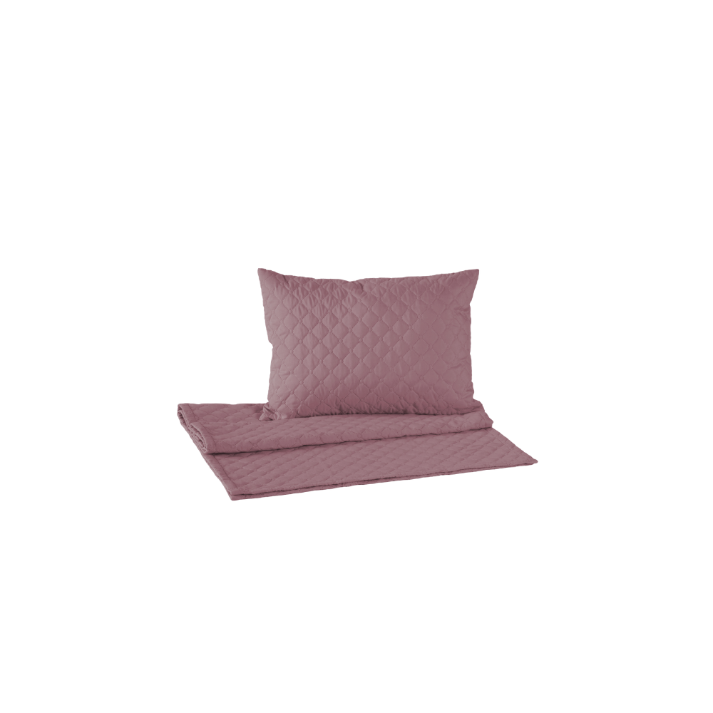 Kit Peseira Solteiro 3 Peças Microfibra Matelassê com Almofada Cheia Rosa