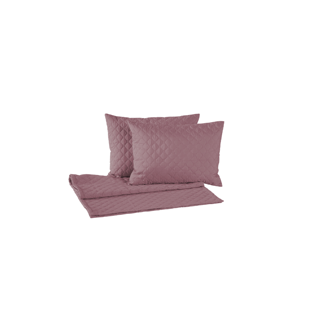 Kit Peseira Queen 5 Peças Microfibra Matelassê com Almofada Cheia Rosa