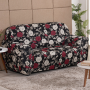 Capa para Sofá Coladinha com Elástico em Volta Rosas Noir