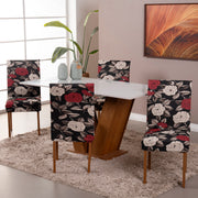 Kit 04 Capas para Cadeira de Jantar com Elástico Rosas Noir